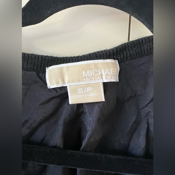 Michael Kors Gold Sequin Black Zip Cardigan, Size Small - Picture 3 of 7